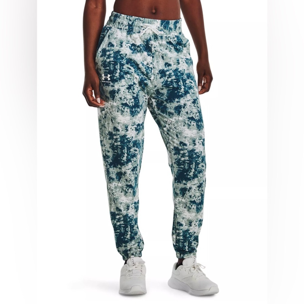 NWT Under Armour Rival Terry Printed Joggers Opal Green